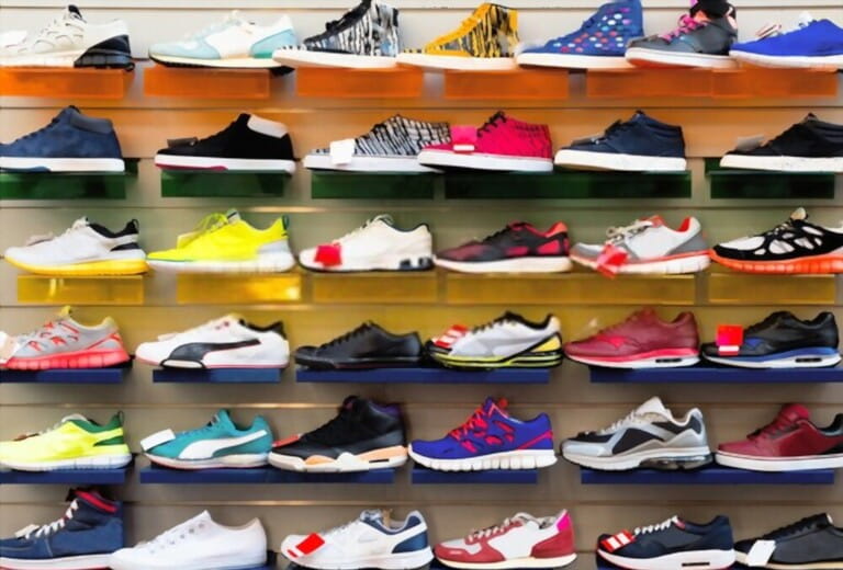 uge collection of different sneakers