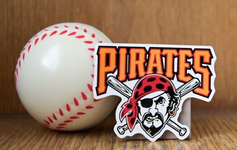 Pittsburgh Pirates emblem and baseball.