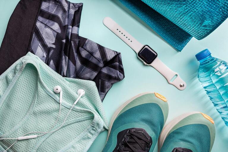 Healthy lifestyle, sport or athlete's equipment set on bright background. Flat lay. Top view with copy space. Healthy lifestyle, sport or athlete's equipment set on bright background. Flat lay. Top view with copy space.
