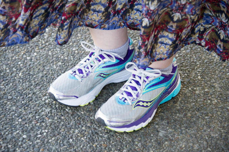 colorful sneakers and dress